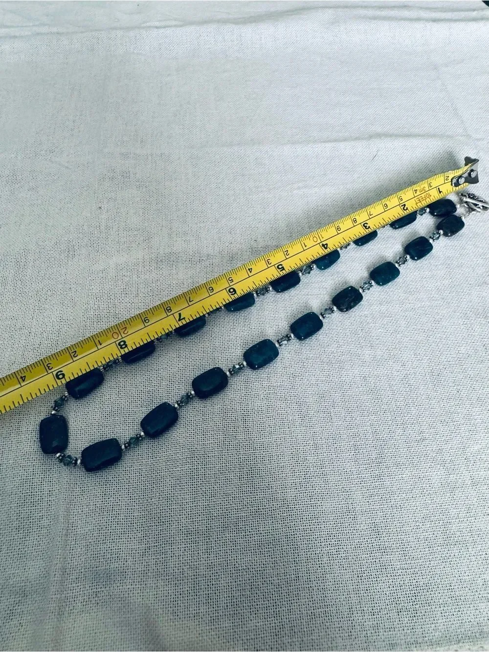 Navy Blue Stone Crystal Bead Handmade Necklace
